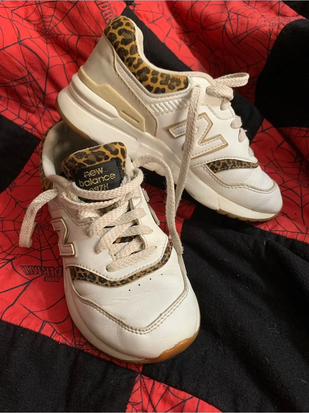 New Balance 997H Kids Size 13 White Leopard Print Sneakers
